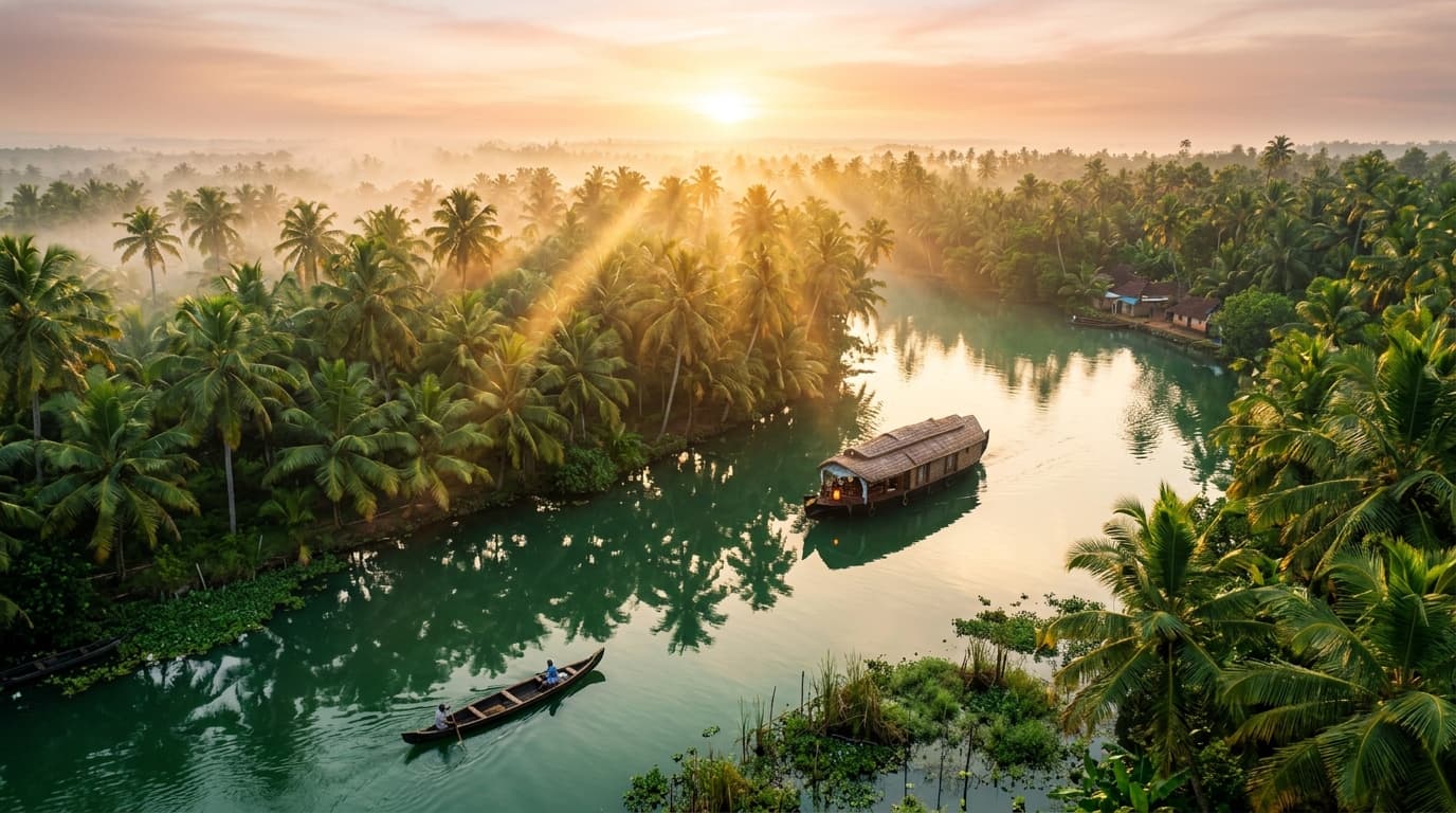 Lush Kerala Coconut Groves Backwaters